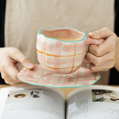 Vintage Hand-painted Ceramic Coffee Cup Set